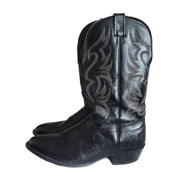 Nocona Boots Black Men’s Leather Cowboy Boots Embroidered SZ 12 2E USA MADE main image 10